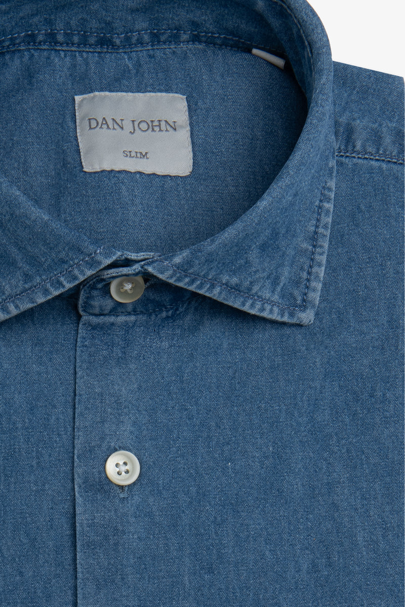 Camicia denim azzurra slim-Dan John