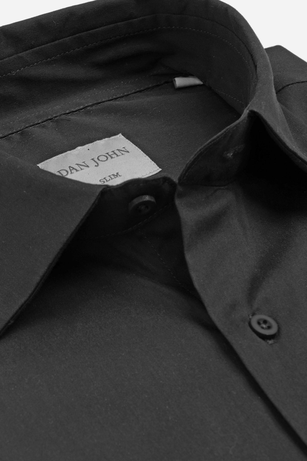 Camicia stretch unita nera slim-Dan John
