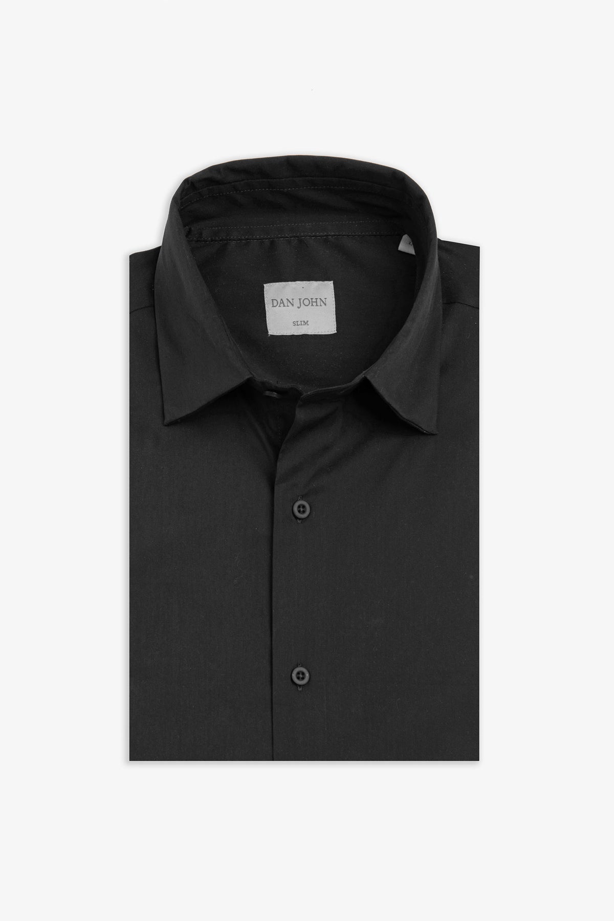 Camicia stretch unita nera slim-Dan John