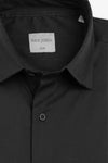 Camicia stretch unita nera slim-Dan John