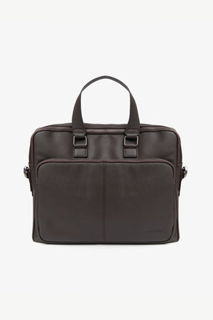 Dark brown faux-leather overnight bag