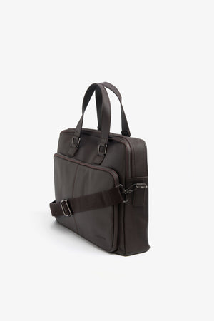 Dark brown faux-leather overnight bag