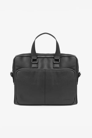 Black faux-leather overnight bag