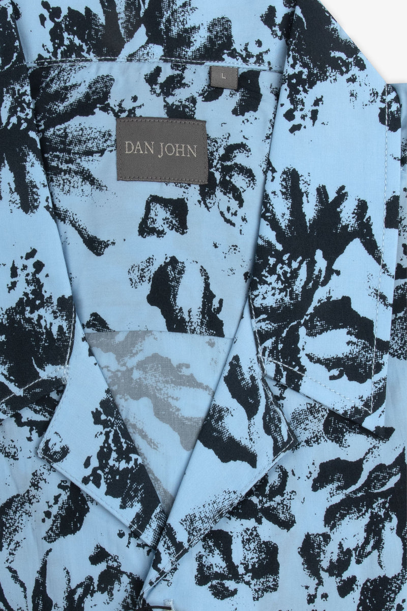 Camicia Hawaiana fantasia fiori azzurra-Dan John