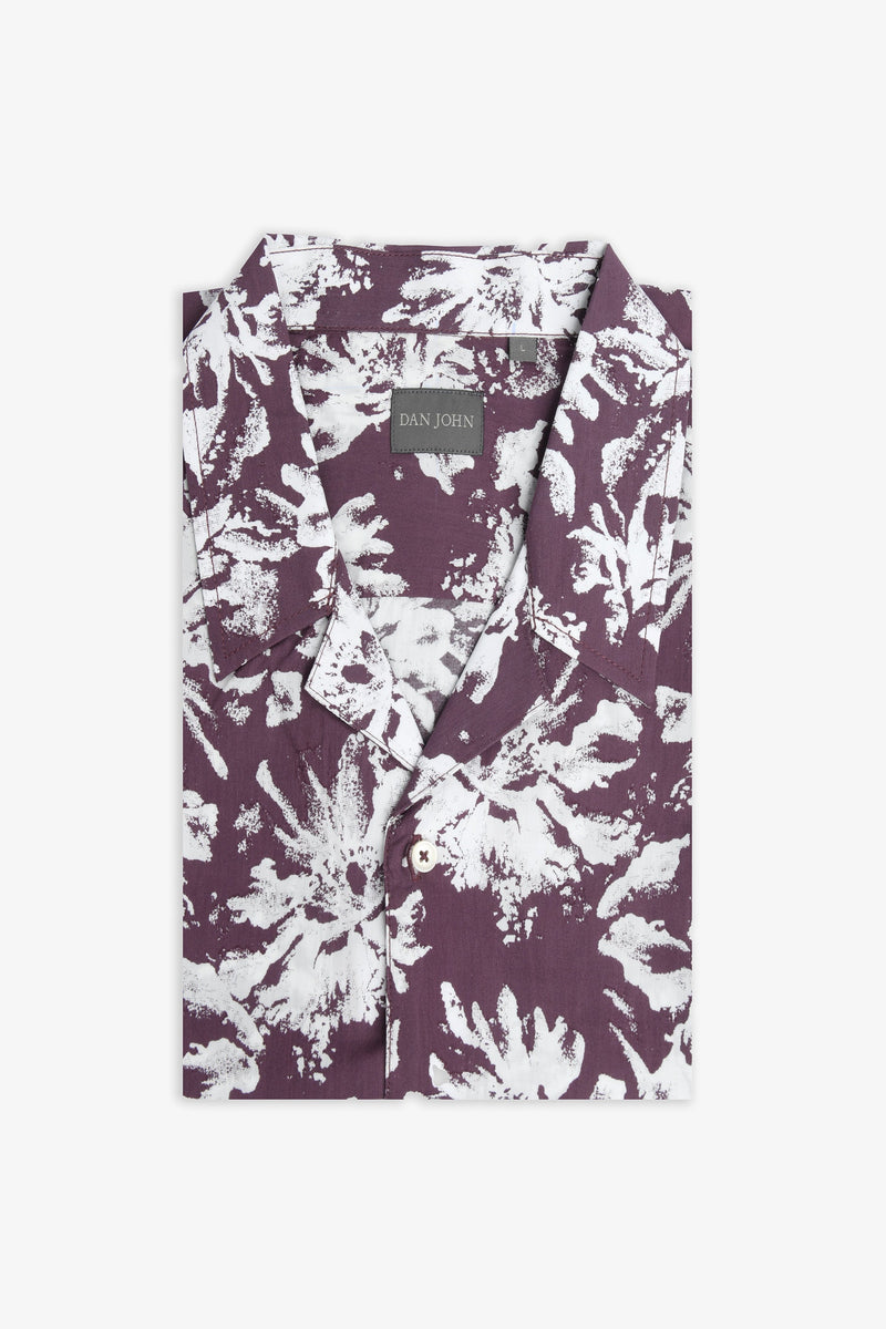 Camicia Hawaiana fantasia fiori melanzana-Dan John