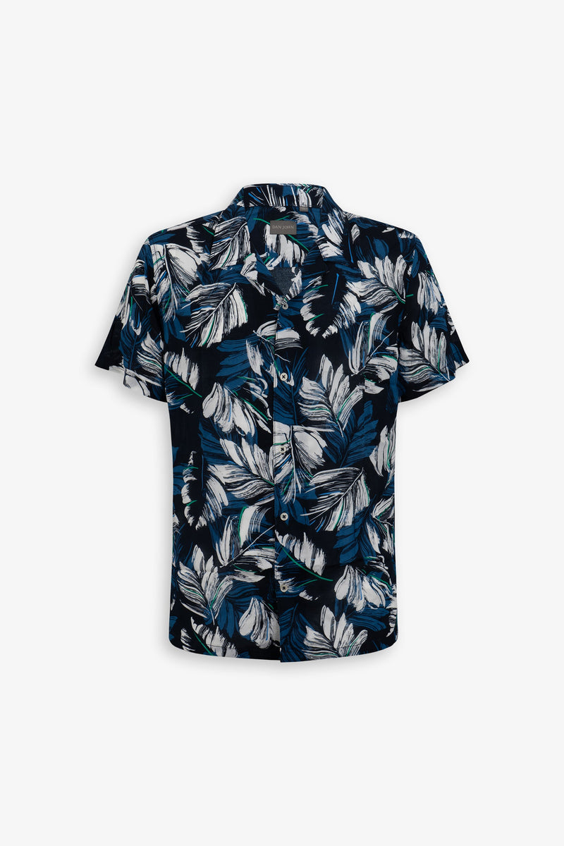 Camicia Hawaiana fantasia palme blu-Dan John