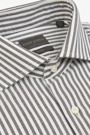 Camicia a righe operata marrone slim-Dan John