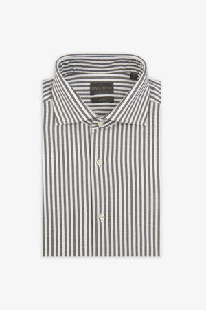 Camicia a righe operata marrone slim-Dan John