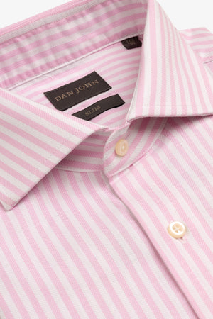 Camicia a righe operata rosa slim-Dan John