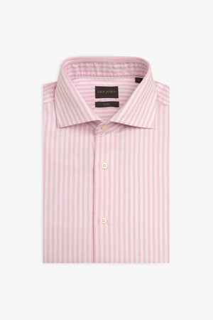 Camicia a righe operata rosa slim-Dan John