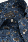 Camicia fantasia fiori blu slim-Dan John