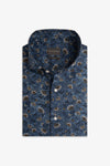 Camicia fantasia fiori blu slim-Dan John