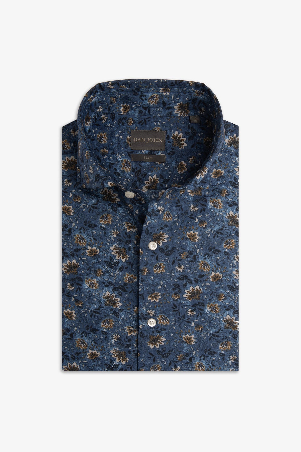 Camicia fantasia fiori blu slim-Dan John