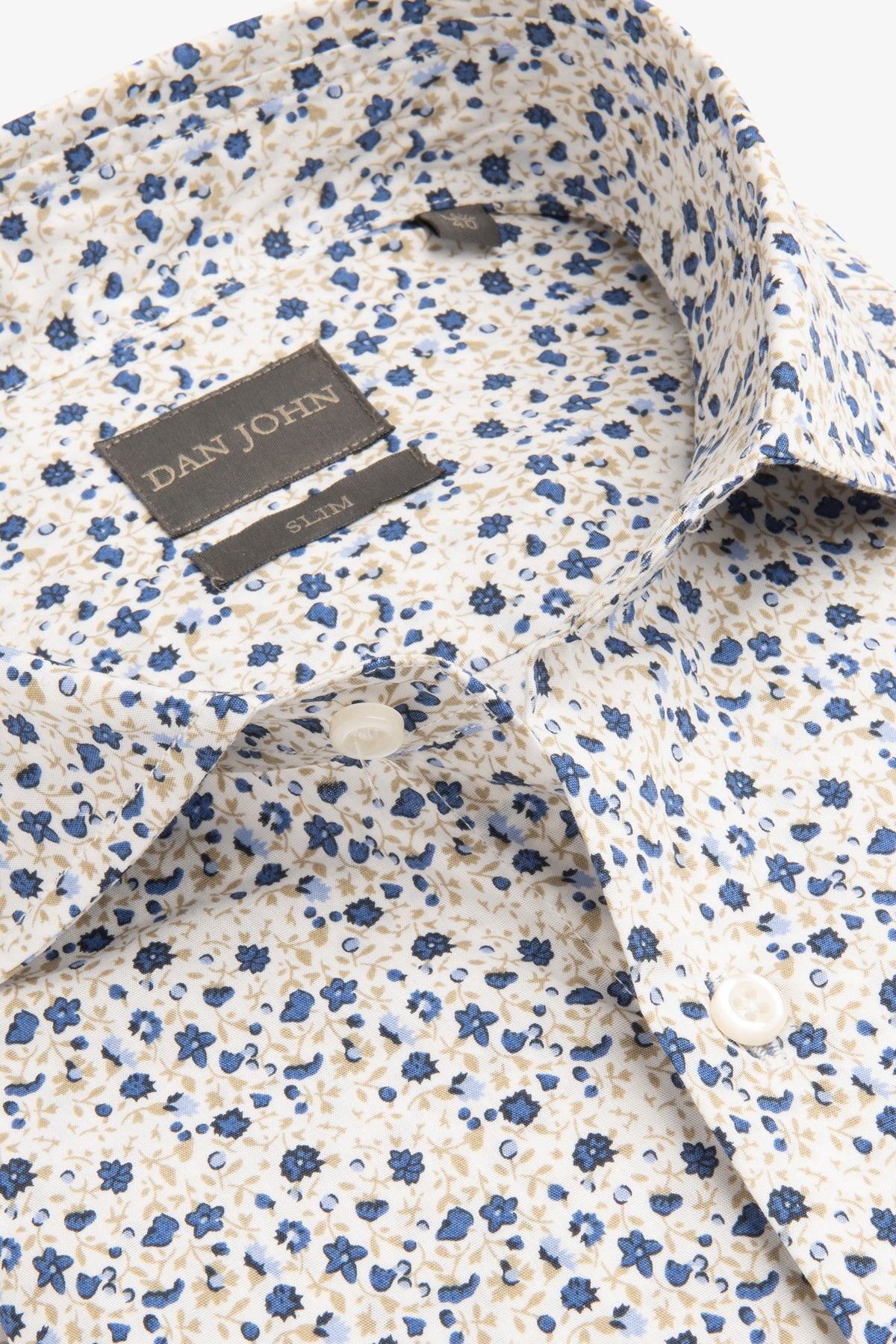 Camicia fantasia floreale panna slim-Dan John