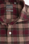 Camicia in flanella check slim bordeaux-Dan John