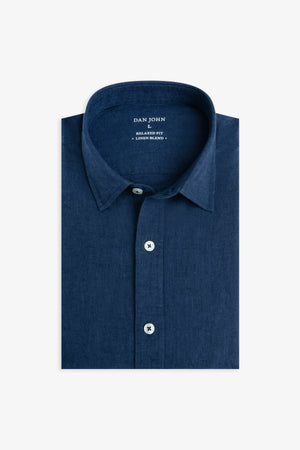 Camicia misto lino blu-Dan John