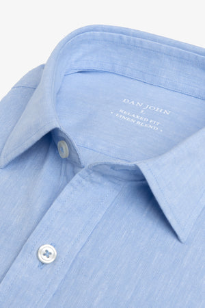 Camicia misto lino celeste-Dan John