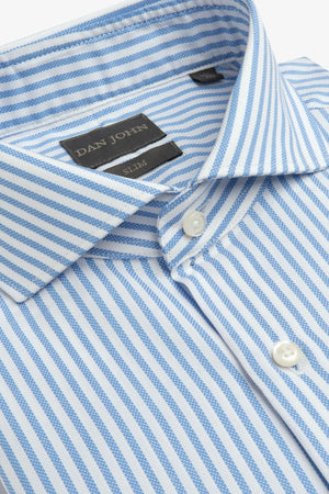 Camicia operata a righe azzurra slim-Dan John