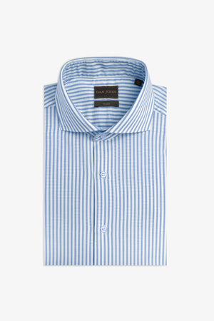 Camicia operata a righe azzurra slim-Dan John