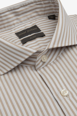 Camicia operata a righe sabbia slim-Dan John