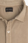 Camicia piquet di cotone beige slim-Dan John