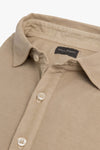 Camicia piquet di cotone beige slim-Dan John