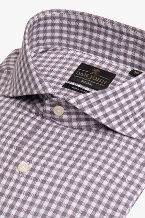 Camicia quadro vichy marrone slim-Dan John