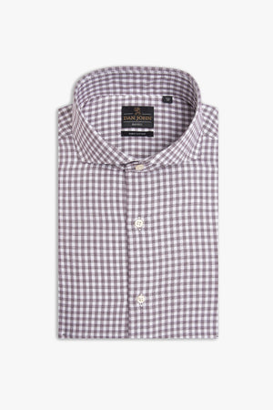 Camicia quadro vichy marrone slim-Dan John