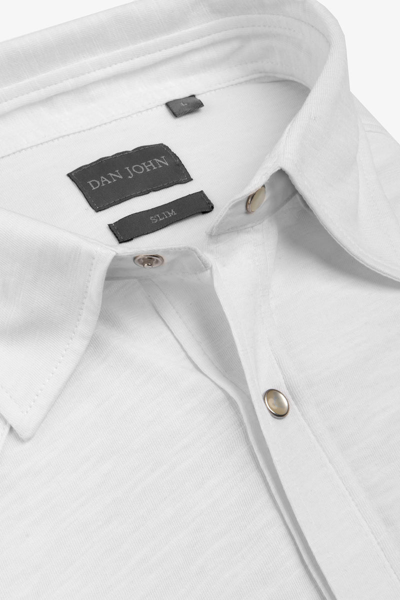 Camicia western jersey bianca slim-Dan John