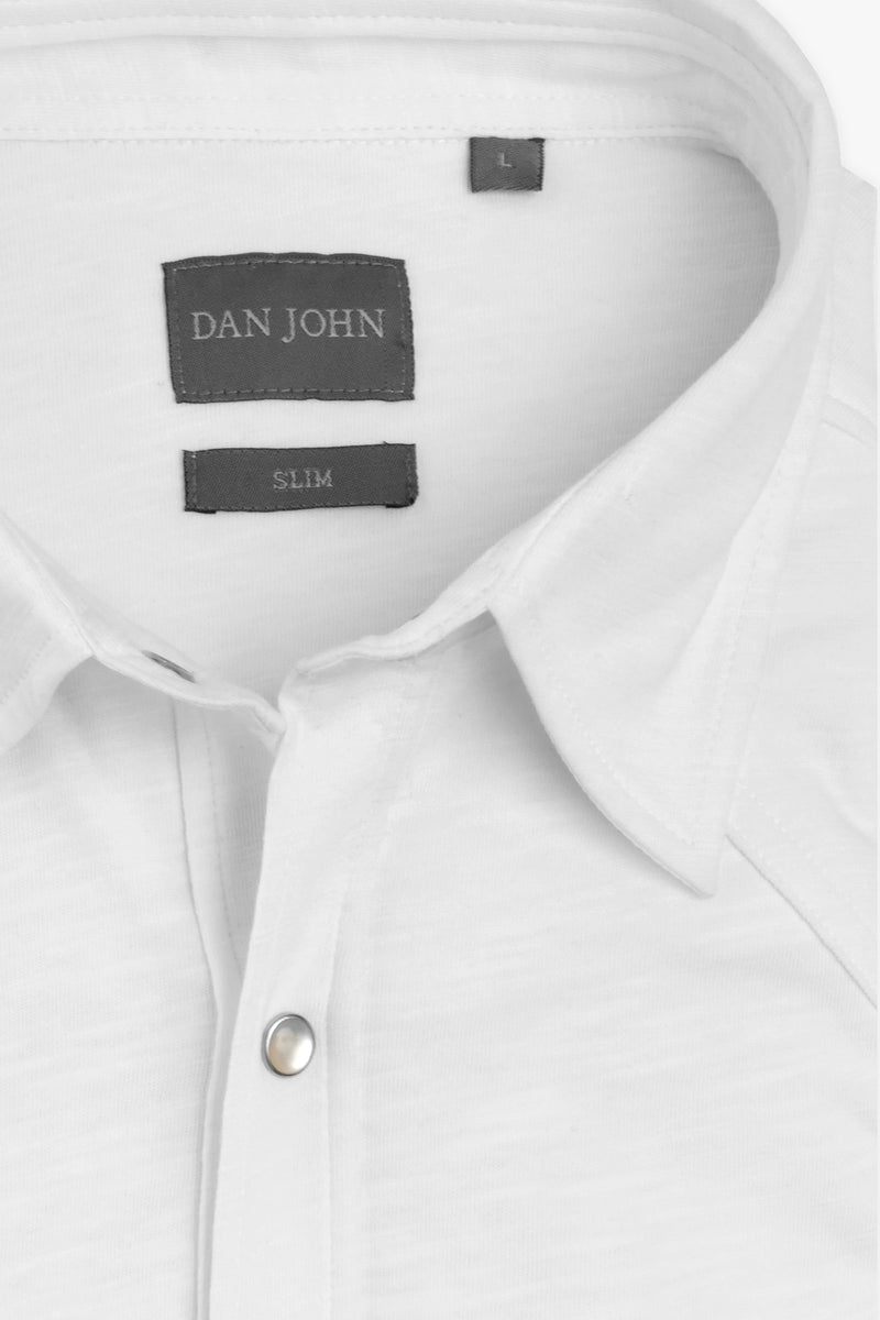 Camicia western jersey bianca slim-Dan John