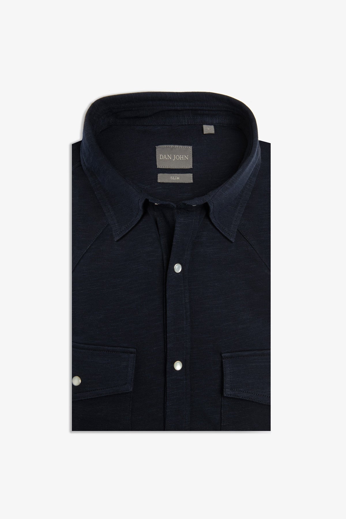Camicia western jersey blu slim-Dan John