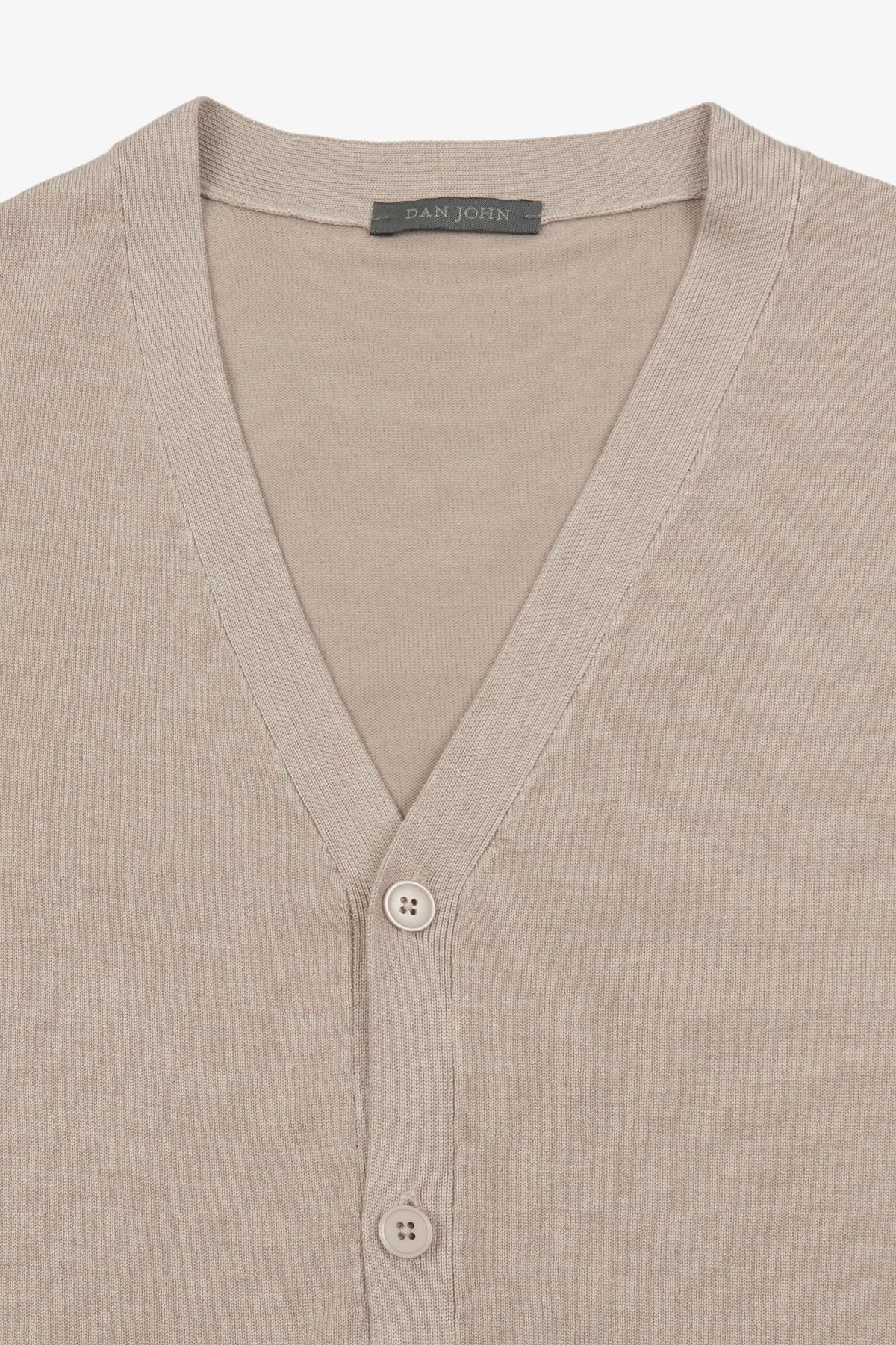 Cardigan scollo a v con bottoni beige-Dan John