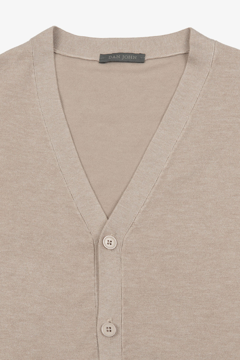 Cardigan scollo a v con bottoni beige-Dan John