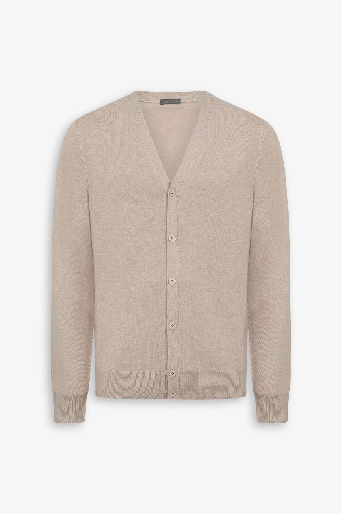 Cardigan scollo a v con bottoni beige-Dan John