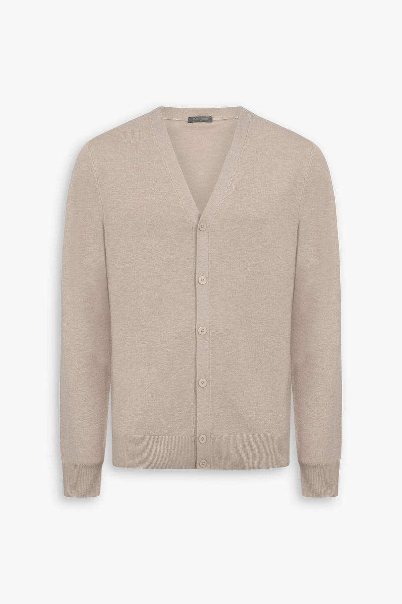 Cardigan scollo a v con bottoni beige-Dan John