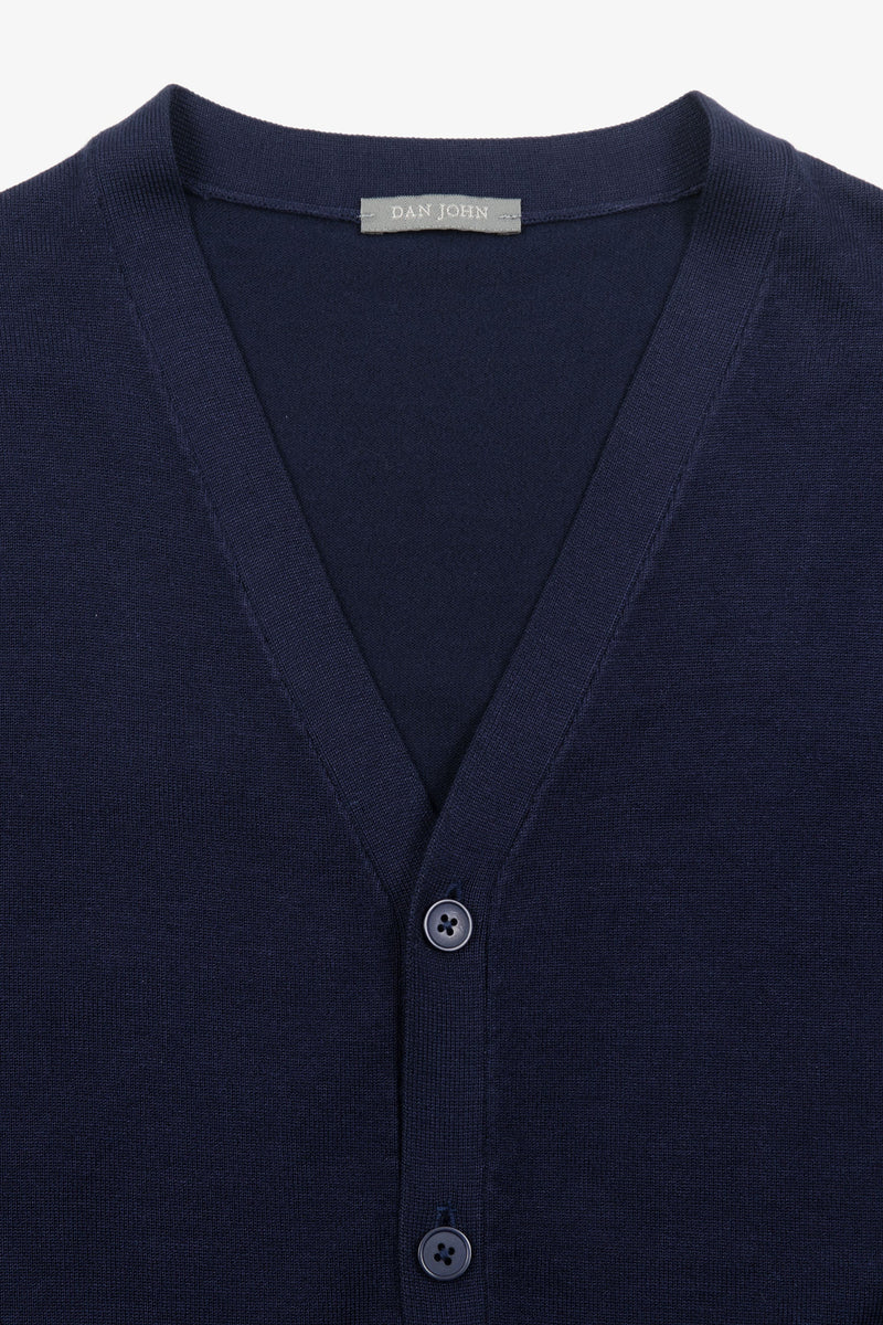 Cardigan scollo a v con bottoni blu-Dan John