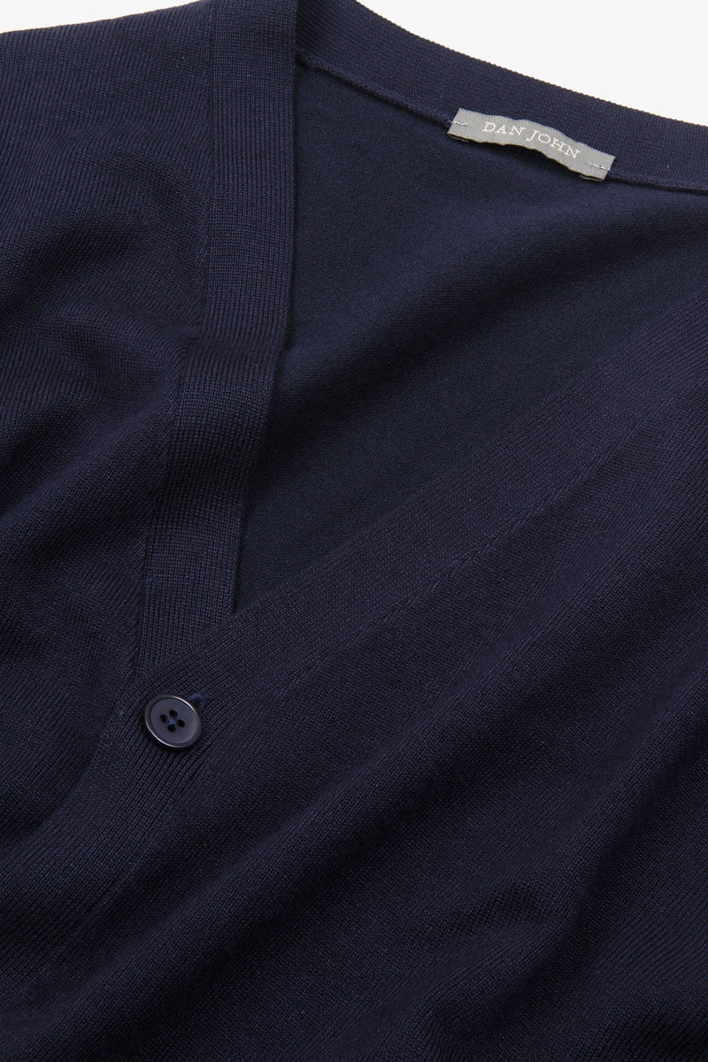 Cardigan scollo a v con bottoni blu-Dan John