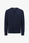 Cardigan scollo a v con bottoni blu-Dan John