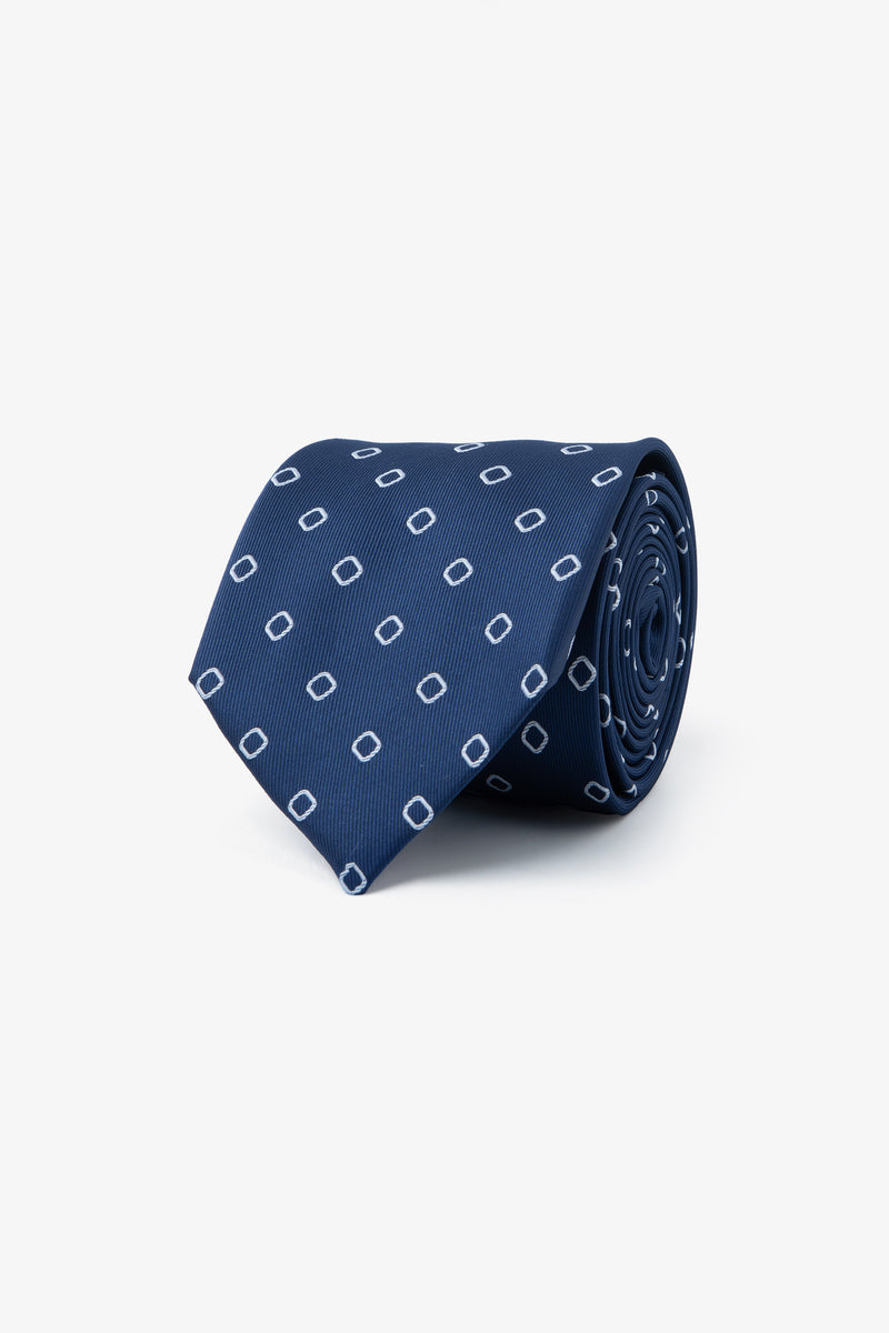 Cravatta disegno geometrico blu-Dan John