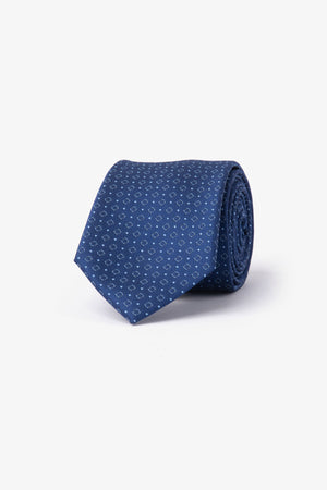 Cravatta fantasia micro cerchio jacquard blu-Dan John