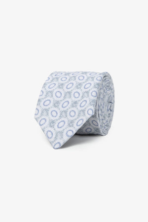 Cravatta jacquard fantasia cerchi azzurra-Dan John