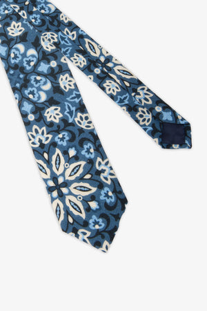 Cravatta jacquard fiore all over blu-Dan John