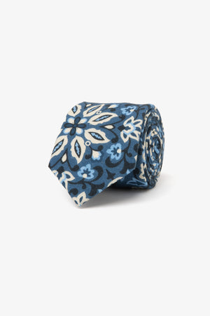 Cravatta jacquard fiore all over blu-Dan John