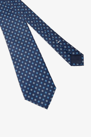 Cravatta jacquard microfiore blu-Dan John