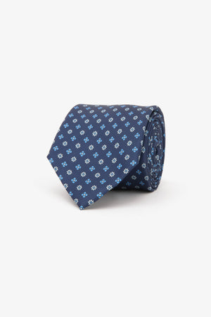 Cravatta jacquard microfiore blu-Dan John