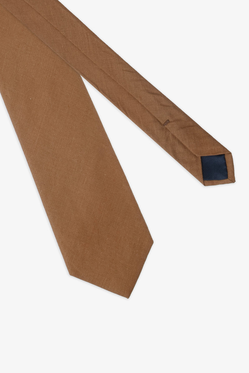 Cravatta twill misto lino tabacco-Dan John