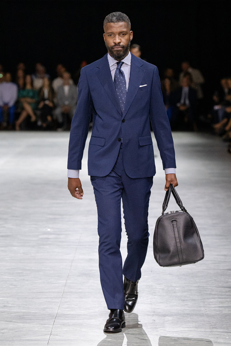 Giacca da abito armaturata blu slim-Dan John