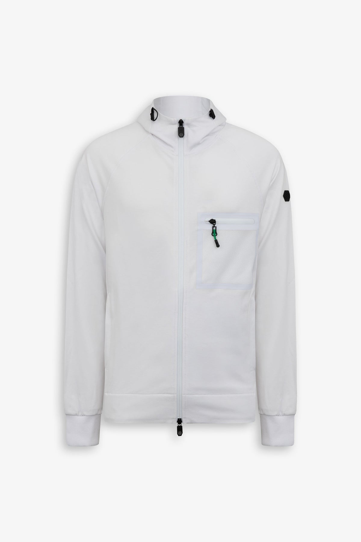 Felpa tecnica full zip con cappuccio DNJ bianca-Dan John