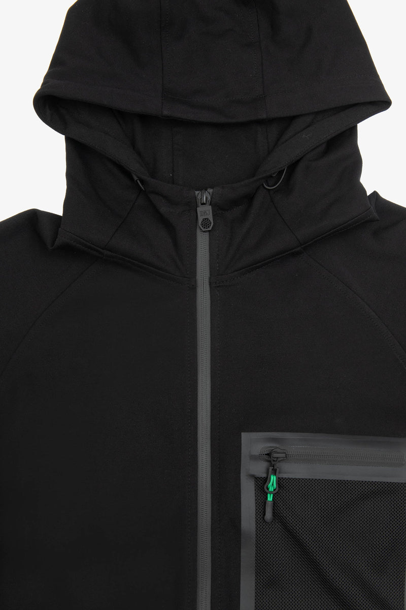 Felpa tecnica full zip con cappuccio DNJ nero-Dan John