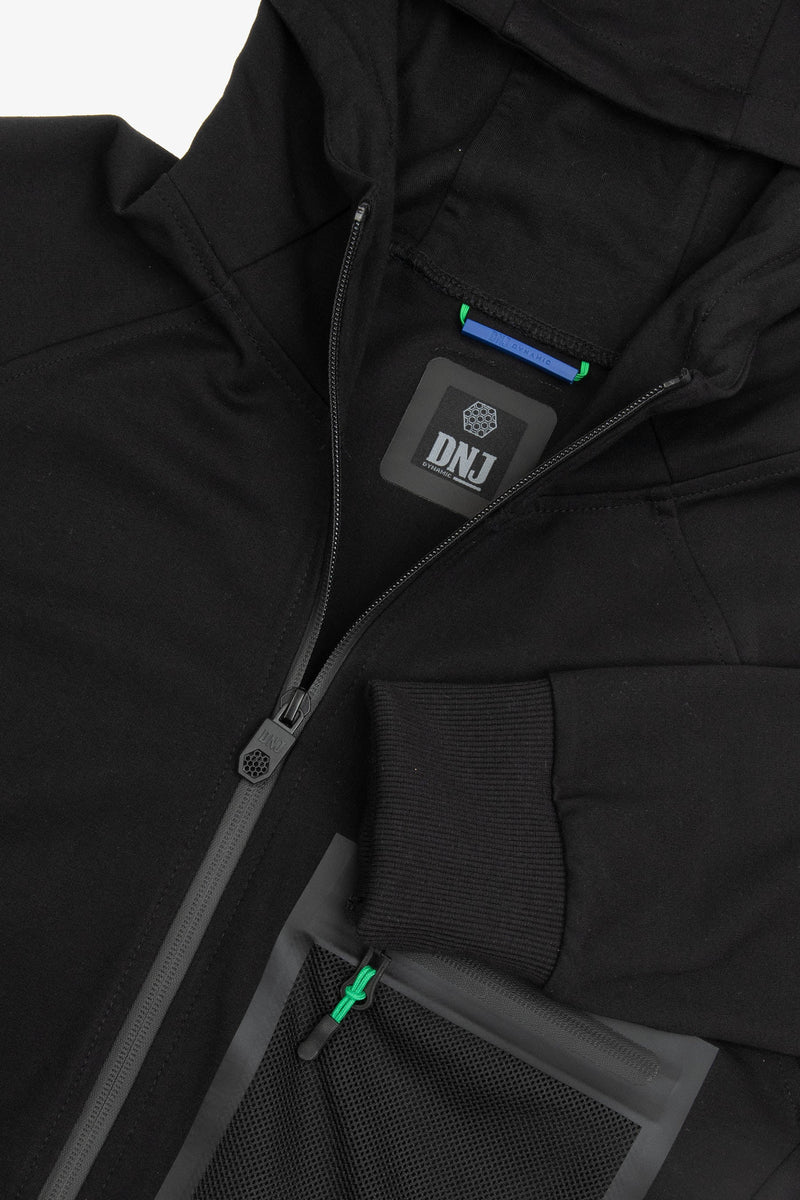 Felpa tecnica full zip con cappuccio DNJ nero-Dan John